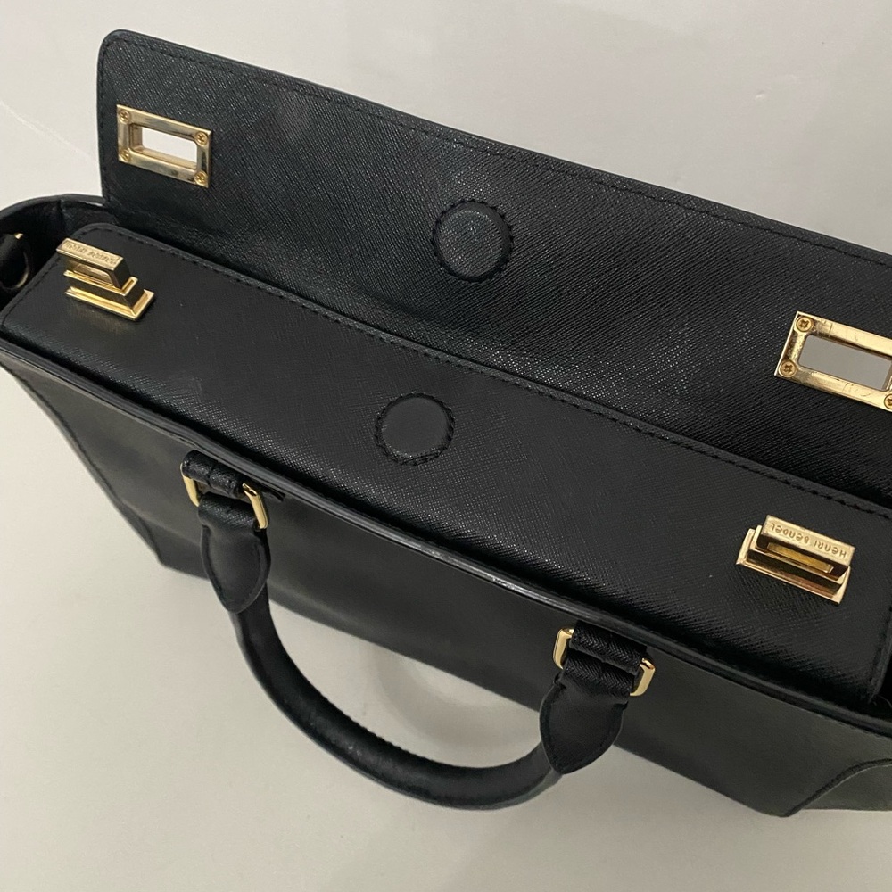 HENRI BENDEL Black Saffiano Leather Turnlock Bag - Picture 11 of 16